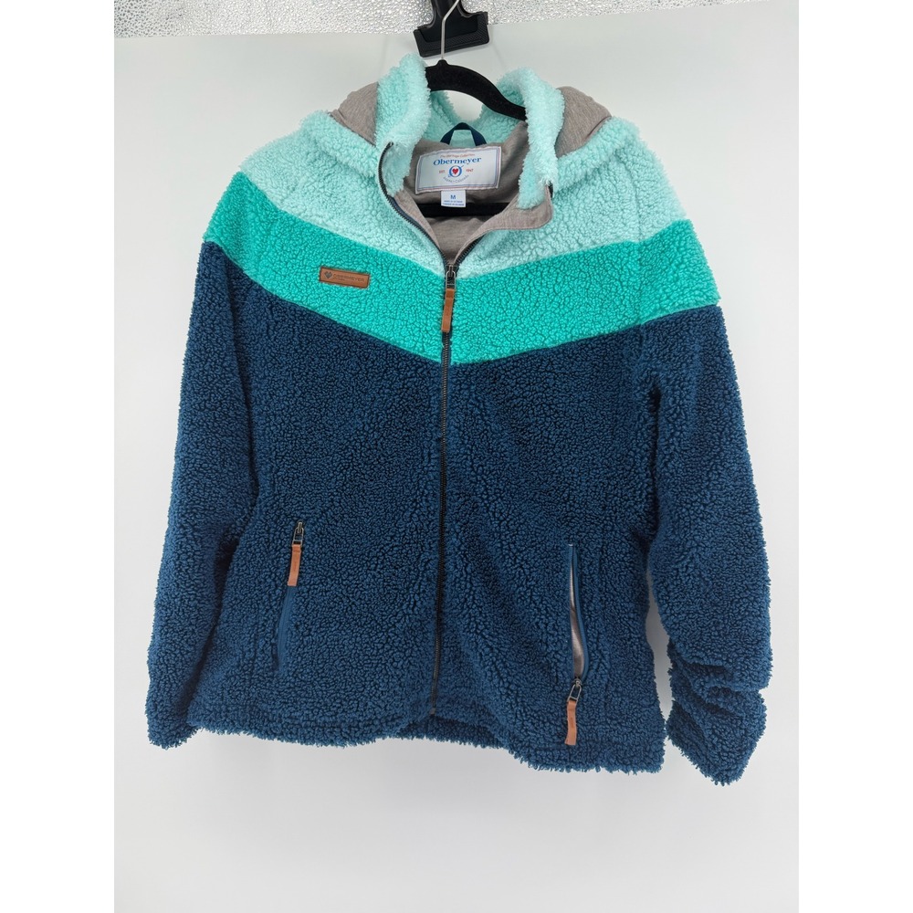 Obermeyer Heritage Collection Fleece Hoodie Womens Medium Blue Sherpa Full Zip